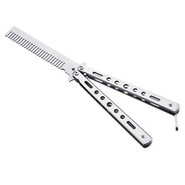 Tairantop Butterfly Comb, Stainless Steel Black Comb for Hair,Folding Training Practice Combs Hair Styling Tools,Folding Training Practice Combs Hair Styling Tools,Outdoor Practice Spinning Comb ,Sliver (Art Deco)