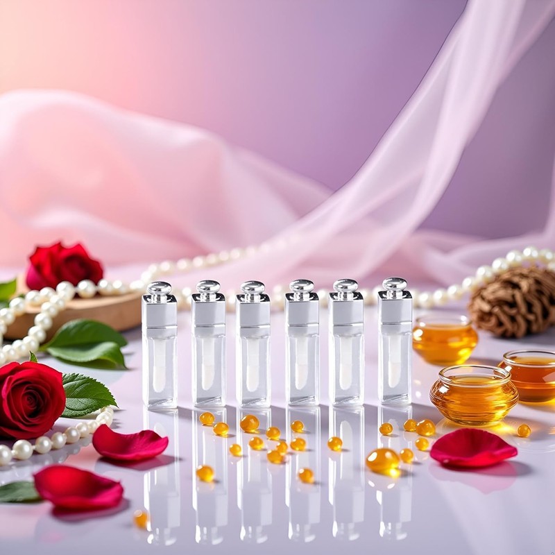 6 contenitori vuoti da 3 ml per lucidalabbra, trasparenti, ricaricabili,
