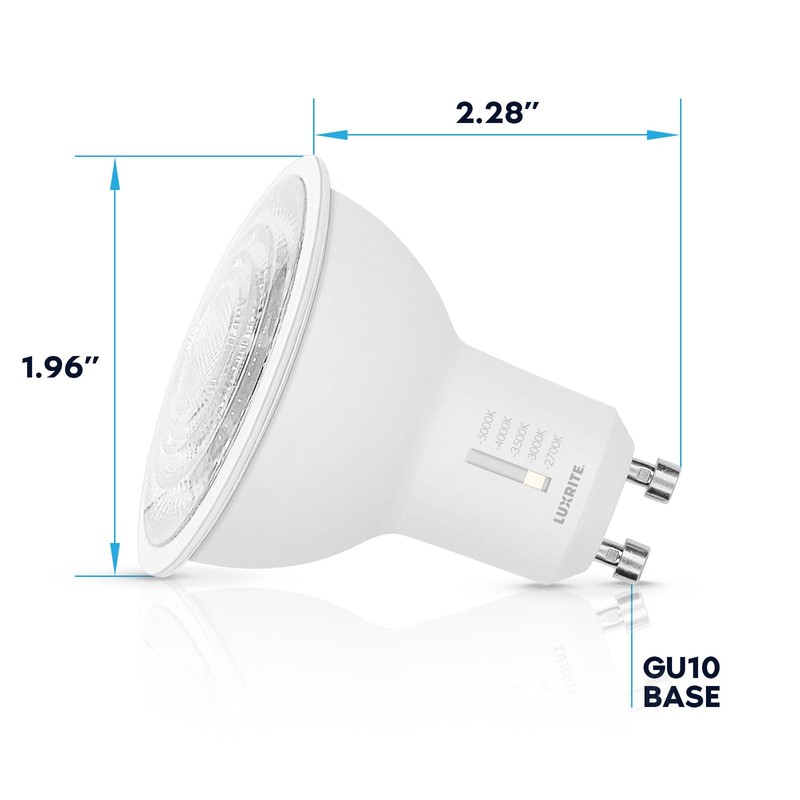 LUXRITE GU10 LED Bulbs Dimmable, 50W Halogen Equivalent, 5 Color