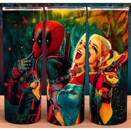 Unbranded Harley Quinn and Deadpool Looking for Trouble Cup Mug Tumbler 20 oz
