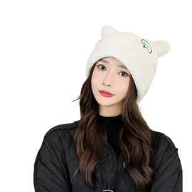 Women's Teen Girls Knitted Cat Kitty Cuffed Beanie Hat Winter Outdoor Stretchy Ski Skullies Caps