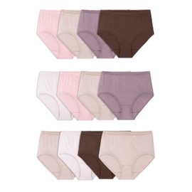 Fruit of the Loom Women's Eversoft Cotton Underwear Multipacks, Tag Free & Breathable, Available in Plus Size, Brief-Assorted Body Tones, 10