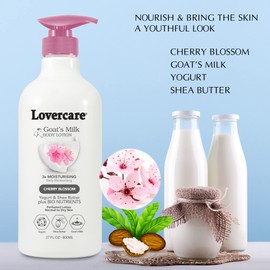 Lovercare Goat Milk Body Lotion for Dry Skin Cherry Blossom 27.05oz (800ml) - Single…