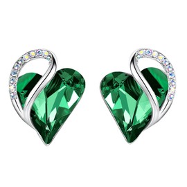 Leafael Infinity Love Heart Earrings for Women, Birthstone Crystal Earrings with Healing Stones, Allergy-Free Jewelry for Women with Gift Box, Silver-tone Crystal Stud Earrings for Women