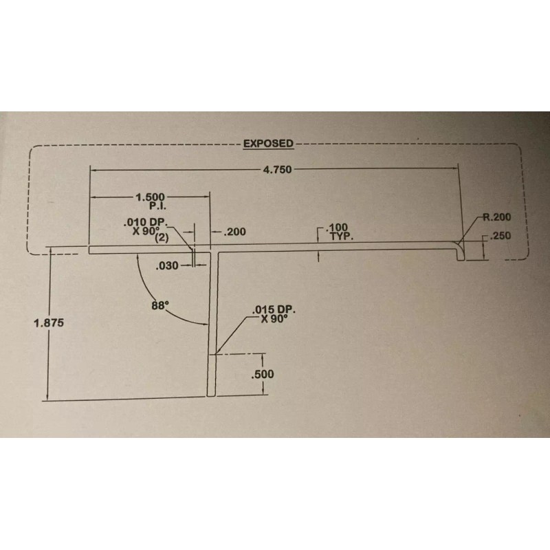 Grand Design SAMPLE Fuji White Aluminum Off Set T Molding