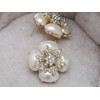 Alilang Royal Golden Tone Faux Pearl White Rhinestone Accented Earrings