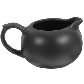 Cabilock Small Milk Frothing Jug with Handle, Black Ceramic Gravy Jug, Sugar Pot Creamer Pitcher Jug, Mini Tea Kettle Pourer for Milk Coffee Sauces Syrup