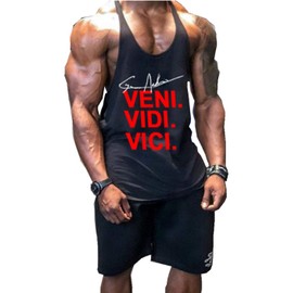 Befox Men's Gym Stringer Vest Strap Stretchy Cotton Athletic Casual Tank Top, black