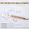Qinshaine 4-in-1 BBQ Spatula, Multifunction Grill Spatula with Wooden Handle,