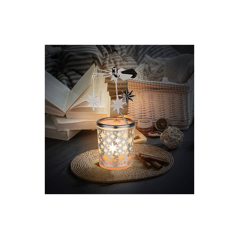 Glass Lantern, Carousel, Stars, 15 cm