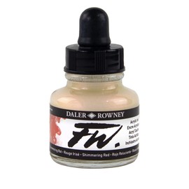 Daler-Rowney FW Acrylic Ink Bottle Shimmering Red - Versatile Acrylic Drawing Ink for Artists and Students - Permanent Calligraphy Ink - Archival Ink for Illustrating and More
