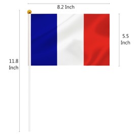 50 Pack France Hand Held Mini Stick Flags, French Small Miniature Stick Flag with 8.2 x 5.5 Inch Flag, Outdoor Decoration, Party Decorations, Supplies for Parades, Festival Events Celebration (France)