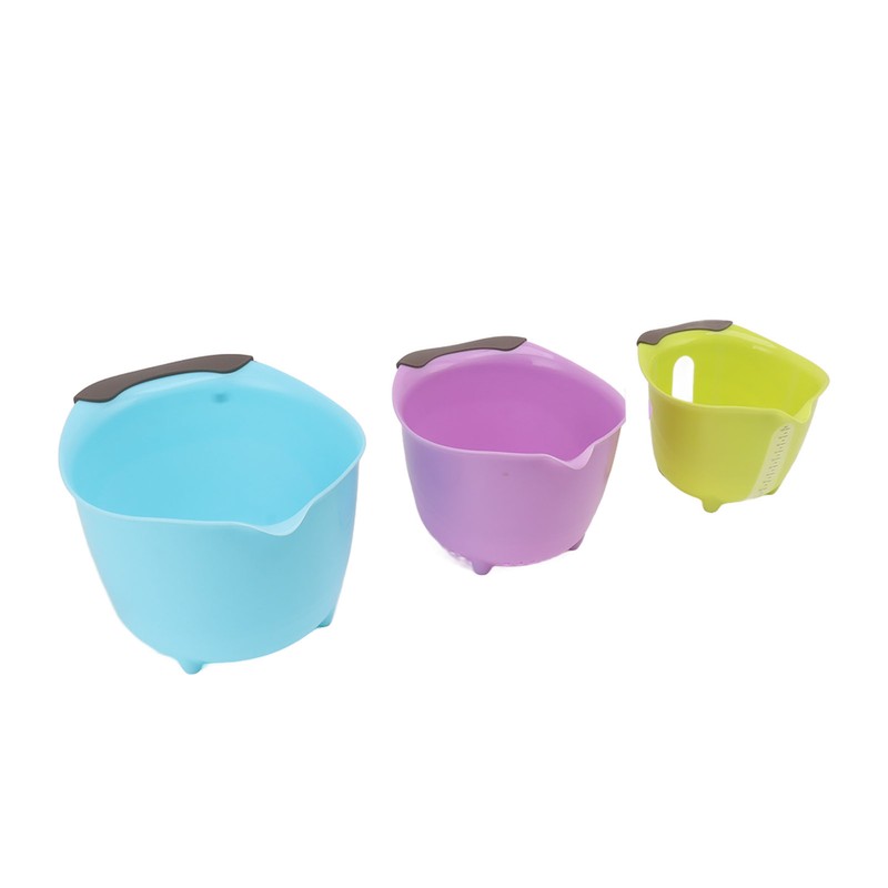 3pcs Drain Colander Set Food Grade PP Stackable Fruit Vegetable