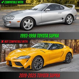 USR 93-96 JZA80 Side Marker Light – Front Bumper Lamps (Left + Right) Set - Compatible with 1993-1996 Toyota Supra / 00-05 Celica All Models/Trims (CRYSTAL LIGHT SMOKE LENS w/AMBER BULBS & SOCKET)