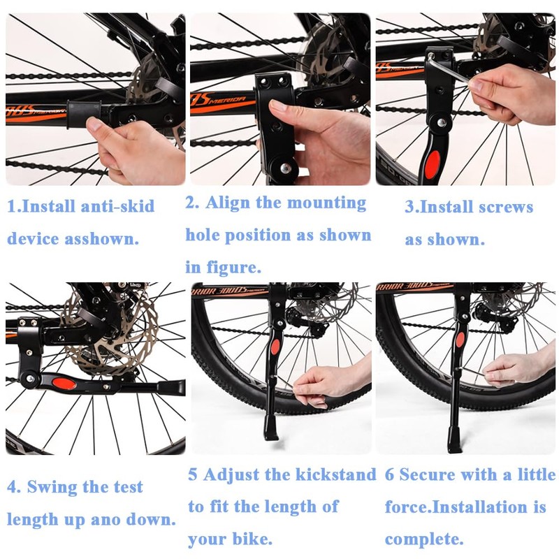 Eyech Bike Kickstand Side Adjustable Aluminum Alloy Bicycle Kickstand MTB