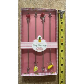 Two's Company Fizzy Flamingo Set of 4 Fruit Drink Stirrers