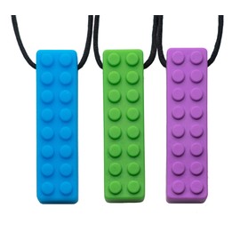 Tilcare Chew Chew Sensory Necklace – Best for Kids or Adults That Like Biting or Have Autism – Perfectly Textured Silicone Chewy Toys - Chewing Pendant for Boys & Girls - Chew Necklaces (3-Pack)