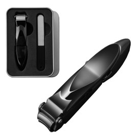 Arena Leo Nail Clippers, Nail File, Storage Case, Portable, Nail Clippers Set, Shatterproof, Nail Clippers, File Included (Shiny Black, Large 3.5 inches (9 cm) Length)