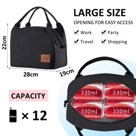 Cool Bag Small Light Insulated Lunch Bag for Work & School Foldable Waterproof Zip Closure
