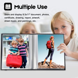 Aevdor 8.5x11 Black Plastic Display Album with 68 Pages for 8.5x11 Photos