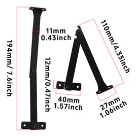 bociloy 6Pcs Black Bronze Lid Support Hinges, Heavy Duty Rotatable Folding Lift Up Stay Hinge for Wooden Boxes, Cabinets, Cupboards, 4.33" x 0.43" (Folded Length x Width)