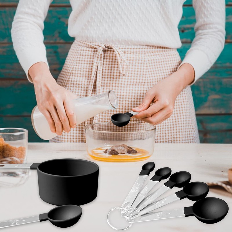 Songjum Stackable Measuring Cups and Spoons Set Plastic with Stainless