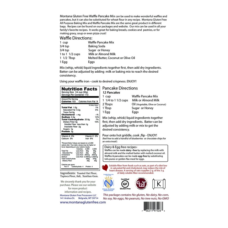 Gluten Free Pancake Mix - Waffle Mix ~ 7 1/2