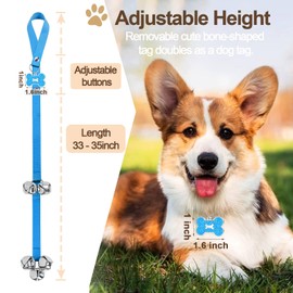 KEXIAVA 2 Pcs Dog Bells Toilet Training Dog Doorbell Dog Training Bell for Puppy Potty Adjustable Strap Dog Door Bell and Communication Device Dog Bell Cat Puppy Interactive Bell (Light Blue)