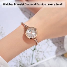 SKMEI Women Watches Bracelet Diamond Ladies Female Small Rose Gold Fashion Luxury Thin Waterproof Analog Quartz Casual Girls Wife Gifts Silver Wrist Watch