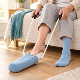 Sock Aid Device for Seniors – No-Bend Sock Helper with Foam Handles for Easy Dressing and Limited Mobility