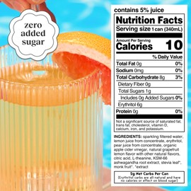 Moment Botanical Soda Soft Drink (Shark Tank) - SPARKLING Non Alcoholic Drinks | Grapefruit Lemonade | L-Theanine & Ashwagandha for Calm & Clarity | 0 Added Sugar 0 Caffeine | 12-pack