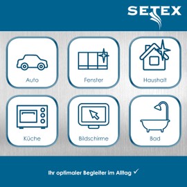 Setex Putz-Blitz Microfibre Cleaning Cloths for Household, Windows, Screens and Cars, Microfibre Cloths without Streaks, 70% Polyester, Cleaning Cloths in Green/Blue/Yellow/Pink, 40 x 40 cm, Pack of 4