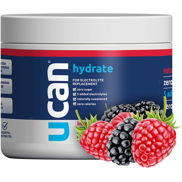 UCAN Hydrate Electrolyte Drink Mix Jar 3.15 oz , Berry,  30 Servings