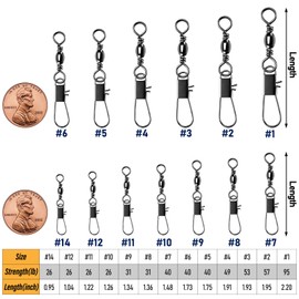 Alwonder 100-Pack Fishing Barrel Swivels with Snaps, Fishing Snap Swivels Fishing Tackle Stainless Safty Interlock Fishing Snaps Lure Hook Connector Clips Freshwater #5