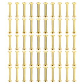 PATIKIL 50 Sets Chicago Screws, M5x35mm Chicago Screws Phillips Binding Post Screw Bolts Leather Rivets Brass Fasteners Connectors Steel for Leather Belt Scrapbook Photo Albums, Golden