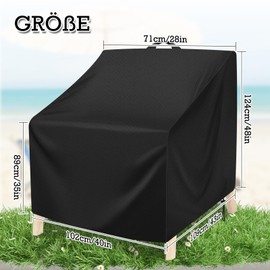 YedZen Protective Cover Garden Chairs, 420D Oxford 102 x 109 x 124 cm Garden Chairs Cover, Waterproof, Anti-UV Garden Chair, Stacking Chairs, Tarpaulin for Armchairs, Balcony Chairs, Garden Furniture