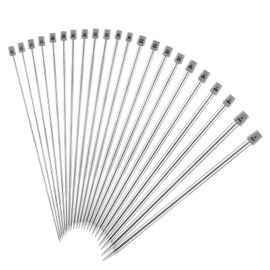 LEMESO 22Pcs/11 Pairs Stainless Steel Knitting Needles Set, Colored Straight Single Pointed Metal Knitting Needles, 11 Size from 2.0mm-6.5mm, 13.7 Inches Length for Handmade DIY Knitting (35cm)