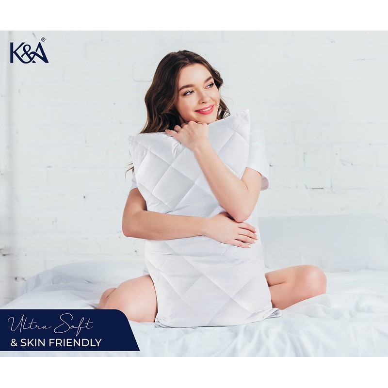 K&A® Pillow Protectors 4 Pack Quilted | Ultra Soft Noiseless