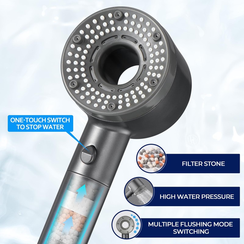 Blendura Water-Saving Shower Head with Hose 1.5 m, Anti-Limescale Function