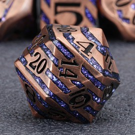Juego de dados de metal con incrustación DND – Juego de dados RPG de zinc de aleación pesada con incrustación decorativa para mazmorras y dragones