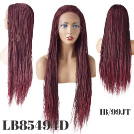 LYRICAL HAIR 31" Inch Hand-Braided 3.5" V Part Swiss Lace Frontal Side Part Twist Braids Wigs with Baby Hair for Black Women 100% Kanekalon Ombre Black Brown Blonde Synthetic Lightweight Hand-Tied Lace Front Extra Long Box Braided Wig (#1B/99JT)