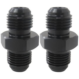 DEARCOOL 2Pcs Straight 6AN to 6AN Male Flare Coupler Union Fuel Hose Adapter Fitting Aluminum - Black