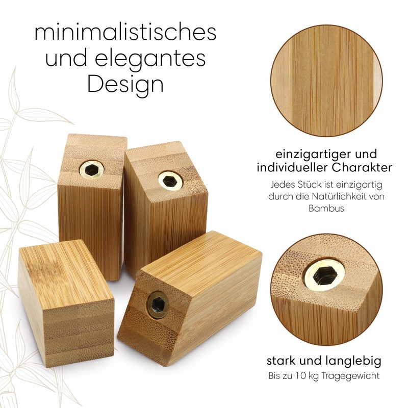 luXva® Bamboo Wall Hooks, Pack of 5, Natural Wooden Coat