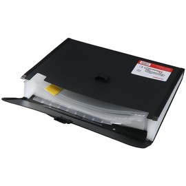 Risedot Black Expanding File Folder, A4 Size 13 Pocket Accordian File Organizer, Briefcase File Case with Durable Handle & Buckle Closure