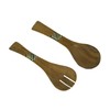 Hand Carved Wood and Bone Flat Handle Salad Server Set