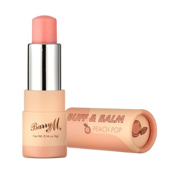 Barry M Buff and Balm Lip Tint with Scrub to Balm Formula in Coral Peach Pop