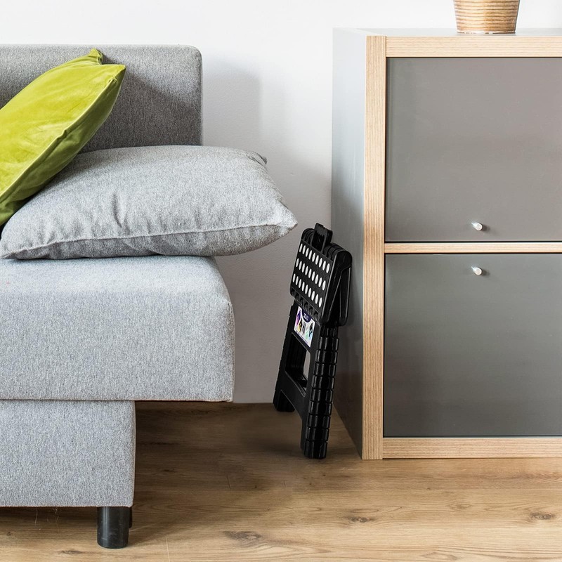 Delxo 9 Inch Folding Step Stool, Black Step Stools Foldable,Portable