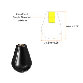 HARFINGTON 4Pcs M6x40mm Black Phenolic Oval Knobs with Brass Insert for Industry Lathe Milling Replacement Parts