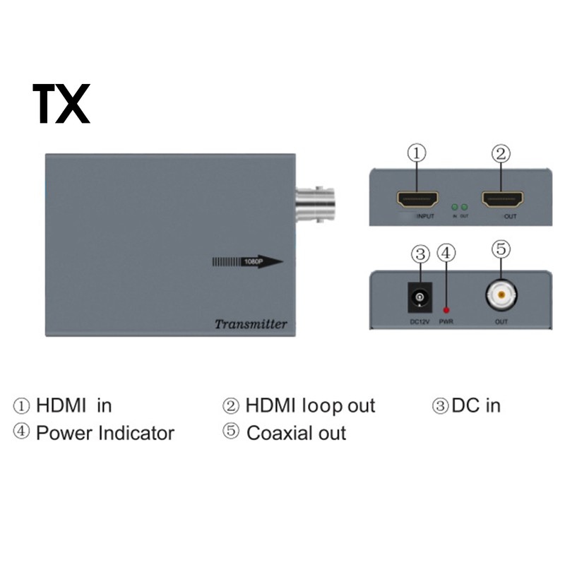 HDMI Coaxial Extender Receiver Display Accessories 1080P 500 Meters Voltage