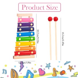 Xylophone, Wooden Xylophone, Xylophone For 1 Year Old, With 2 Pcs Wooden Mallets, Puzzle Musical Toy Octave Xylophone, Percussion Instruments Musical Toys Gifts For Children
